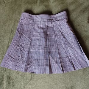 Plaid Pleated Mini Skirt - Gray